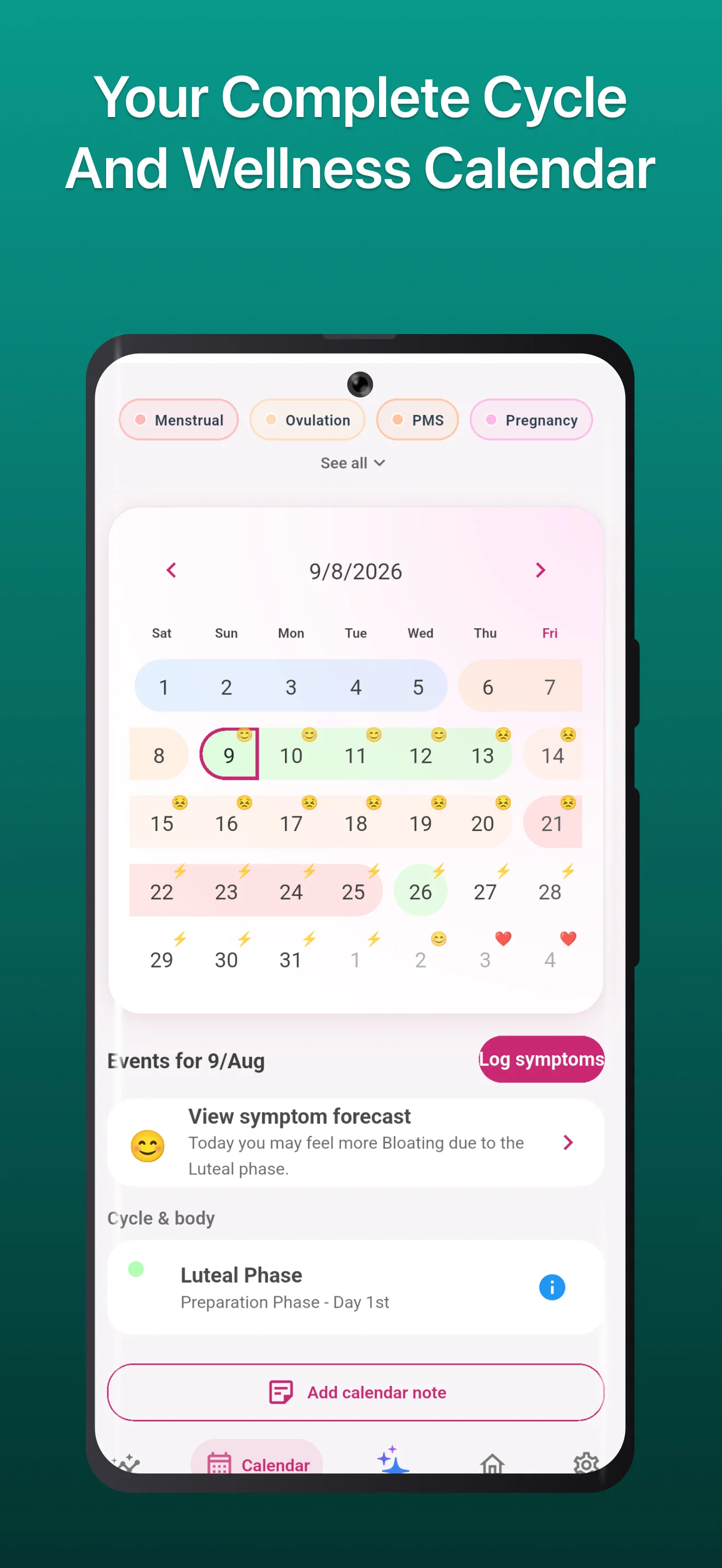 LadyLife wellness calendar view